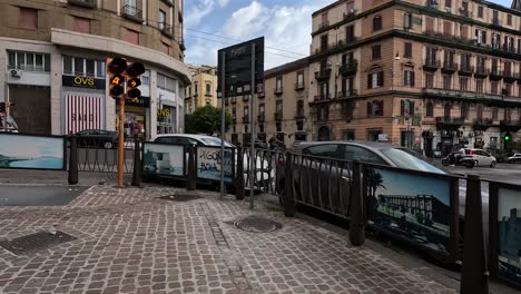 POV-shot-of-a-walking-street-in-the-city-centre-of-Naples-in-Italy