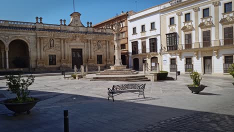 Vibrant-Plaza-de-la-Asuncion-in-Jerez-de-la-Frontera,-a-historic-city-in-Andalusia,-Spain