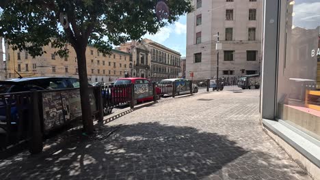 POV-shot-of-a-walking-street-in-Naples-city-in-Italy