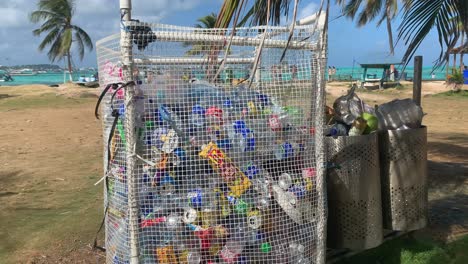 Empty-Bottles-Plastic-Garbage-Bin-Trash-Container-at-The-Beach