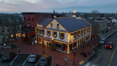 Aerial-view-of-a-Christmas-village-store