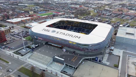 Estadio-Tql,-Cincinnati,-Ohio,-Hogar-Del-Fc-Cincinnati,-Dron-Aéreo-Del-Equipo-De-Fútbol-Y-Fútbol