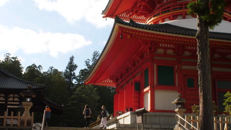 Los-Visitantes-Exploran-Los-Templos-Budistas-Del-Recinto-Elevado-De-Kongobu-ji-Danjo-Garan.