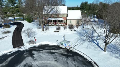 USPS-Mail-Truck-in-suburban-cul-de-sac-street