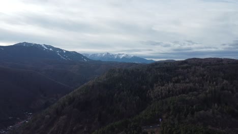 Beautiful-mountains-full-of-pine-and-arbutus-trees-and-snow-in-winter