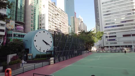 Static-shot-of-Southern-Playground-surrounded-by-buildings-during-daytime-in-Wan-Chai,-Hong-Kong