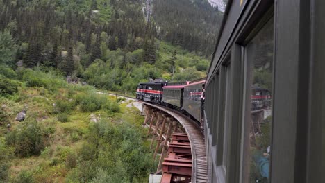 Paso-Blanco-Y-Tren-De-La-Ruta-Yukon-Cruzando-El-Puente