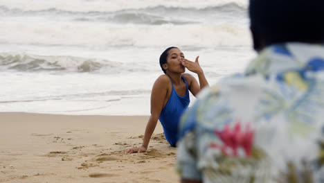 Woman-laying-on-the-seashore