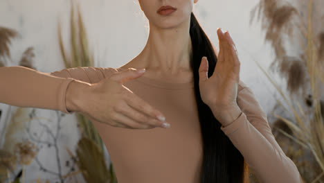 Woman-moving-hands