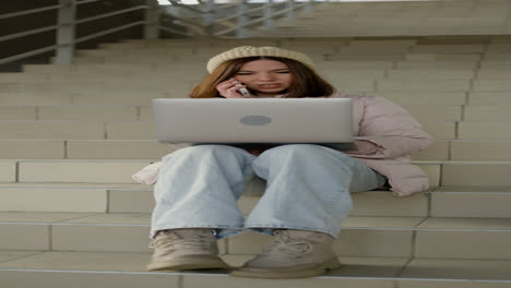 Woman-sitting-on-the-stairs