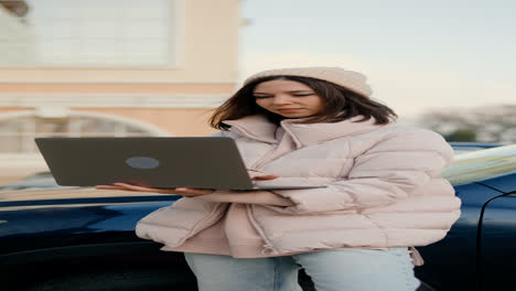 Woman-sitting-outside-the-vehicle