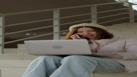 Woman-sitting-on-the-stairs