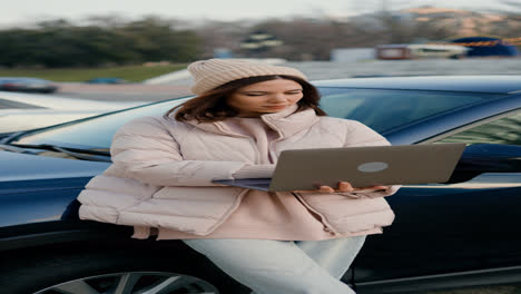 Woman-sitting-outside-the-vehicle