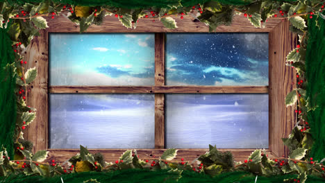 Winterlandschaft-Durch-Fenster-Gesehen