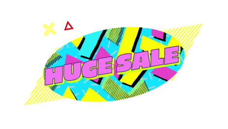 Retro-Huge-Sale-text-in-ribbon-above-colourful-shapes