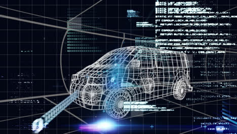 Animación-Del-Modelo-3d-De-Un-Camión-Atravesando-Un-Túnel-Con-Datos-E-Información