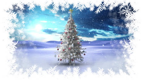 Christmas-tree-and-snowflakes-in-Winter