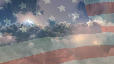 Amerikanische-Flagge-Und-Der-Himmel