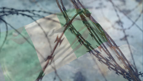 Barbed-wires-against-Nigeria-Republic-flag