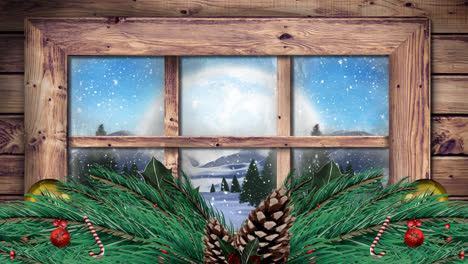 Winterlandschaft-Durch-Fenster-Gesehen