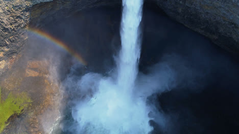 Aerial-of-beautiful-waterfall-and-rainbow-4k