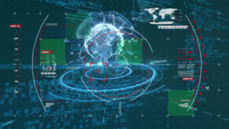 Animation-Eines-Bildschirms-Mit-Informationen-Auf-Grünen-Quadraten-Und-Blauem-Hintergrund