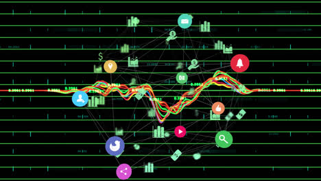 Financial-data-processing-against-globe-of-digital-icons-