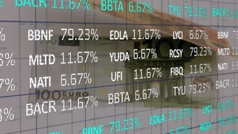 Stock-market-data-processing-against-Euro-bills-moving