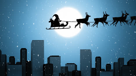 Santa-Claus-in-sleigh-pulled-by-reindeers