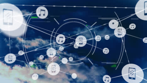 Animation-of-network-of-connections-with-icons-over-scope-scanning