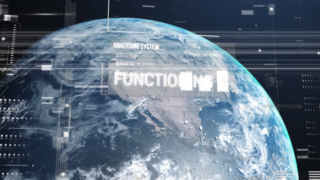 Animación-Del-Procesamiento-De-Datos-De-Análisis-Sobre-El-Globo-Sobre-Fondo-Azul