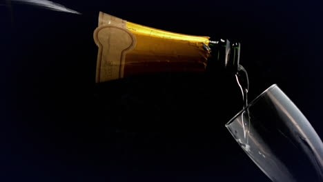 Animation-of-network-of-connections-over-champagne-bottle-and-glass