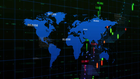 Animación-Del-Procesamiento-De-Datos-Financieros-Sobre-El-Mapa-Mundial