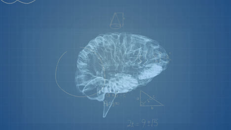 Animation-Mathematischer-Gleichungen-über-Einem-Digitalen-Modell-Des-Menschlichen-Gehirns-Auf-Schwarzem-Hintergrund