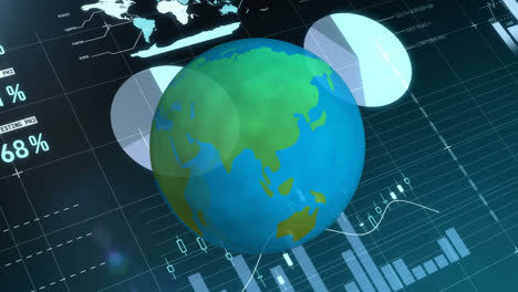 Animación-Del-Globo-Girando-Sobre-Una-Interfaz-Con-Procesamiento-De-Datos-Estadísticos-En-Gráficos-Y-Tablas.