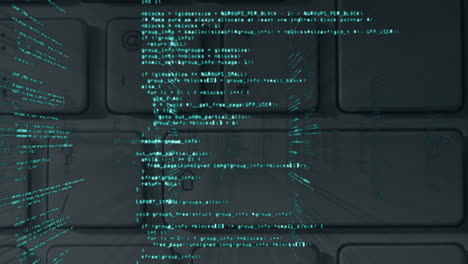 Animación-Del-Procesamiento-De-Datos-Verdes-Sobre-El-Teclado-De-La-Computadora-Sobre-Fondo-Gris