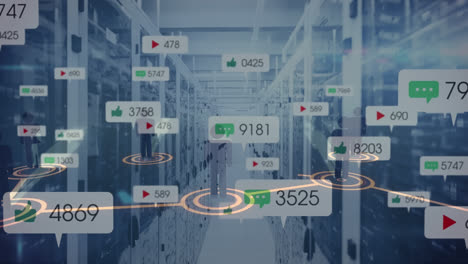 Animation-of-network-of-connections-with-social-media-icons-over-computer-servers