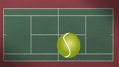 Animación-De-Una-Pelota-De-Tenis-Rodando-Por-Una-Cancha-De-Tenis-Verde.