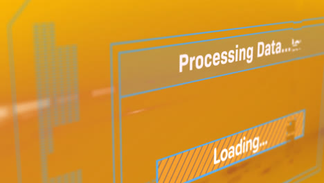 Animation-of-data-processing-on-orange-background