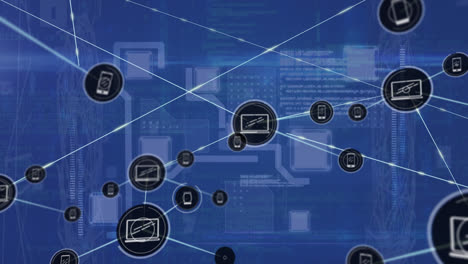 Animation-of-network-of-connections-with-digital-icons-and-data-processing