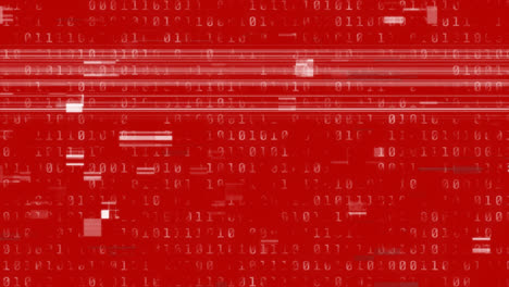 Animation-of-binary-coding-data-processing-with-glitch-on-red-background