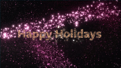 Animation-of-happy-holidays-text,-fireworks-and-christmas-star-falling