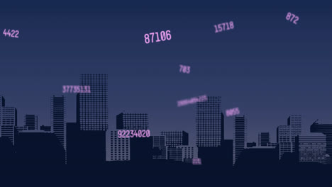 Animation-of-falling-numbers-over-cityscape