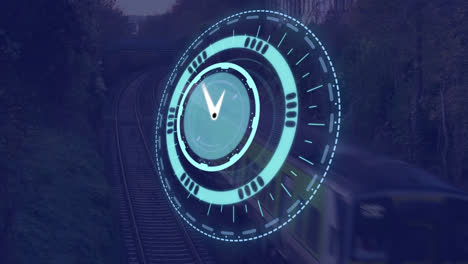 Animation-of-clock-moving-fast-over-train