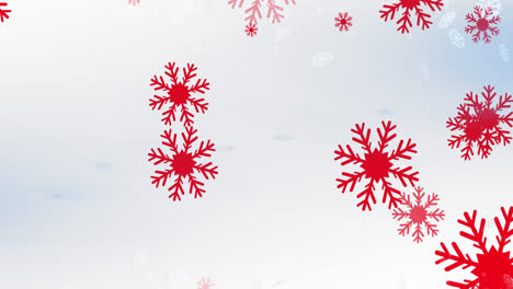 Animation-of-snow-falling-over-white-background