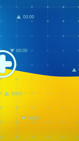 Animation-of-numbers-and-icons-over-flag-of-ukraine