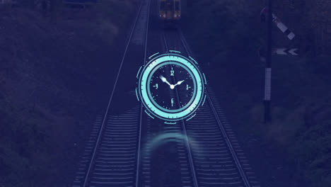 Animation-of-clock-moving-fast-over-train