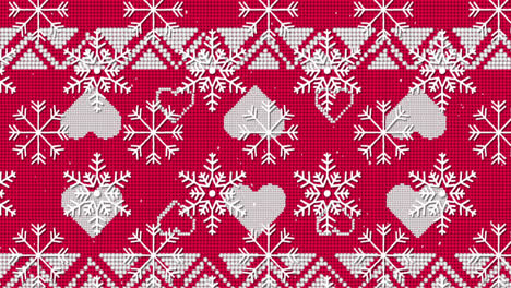 Animation-of-snow-falling-over-christmas-print-on-red