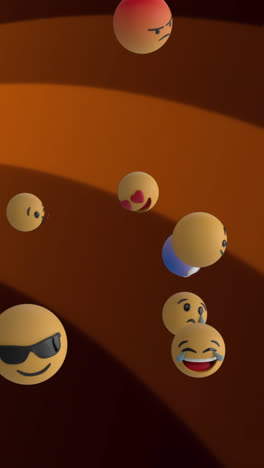 Animation-Von-Emoji-Symbolen-Und--Formen-Auf-Schwarzem-Hintergrund