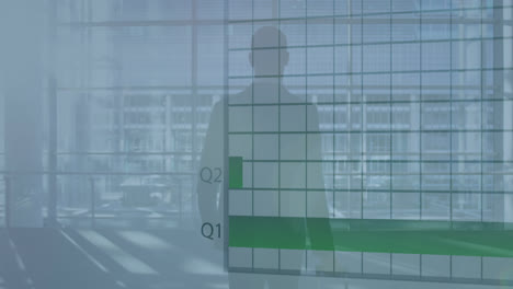 Animation-of-financial-graphs-and-pie-chart-over-back-view-of-caucasian-businessman-with-suitcase